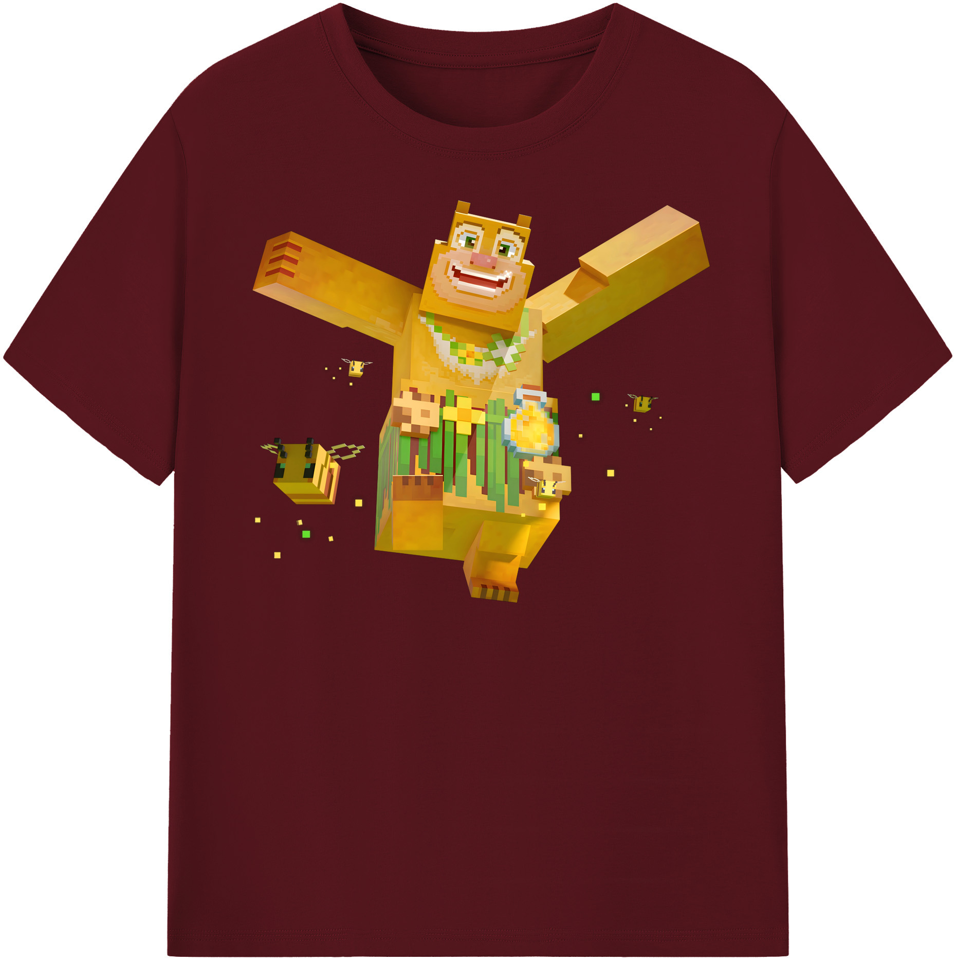 （画像用） マインクラフト ブロックの世界 Minecraft MC Block world 綿100％半袖Tシャツ（フロントプリント）